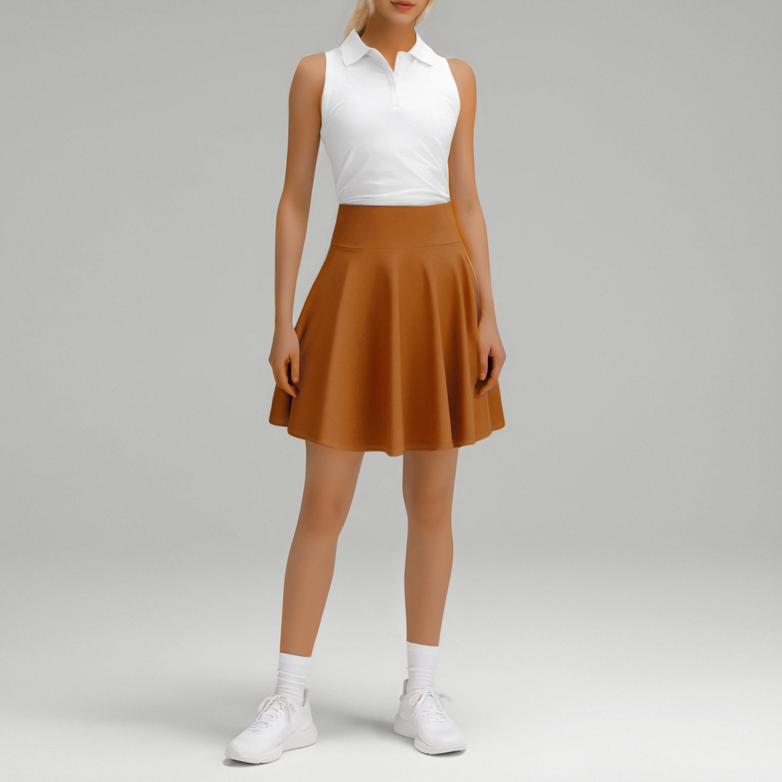 thumbnail image 3 of Falda midi plisada de corte A para mujer: falda media de 45 cm de poliéster y spandex, no transparente, versátil para todas las ocasiones, tallas S-XXXXL, 3 of 5